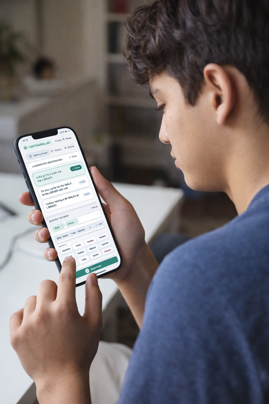 Person using TalkThisWay.ai on phone